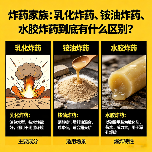 南宁炸药家族：乳化炸药、铵油炸药、水胶炸药到底有什么区别？